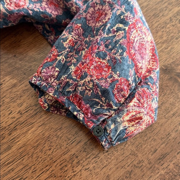 Chaps Denim multi floral print cotton v neck blouse - Picture 9 of 12